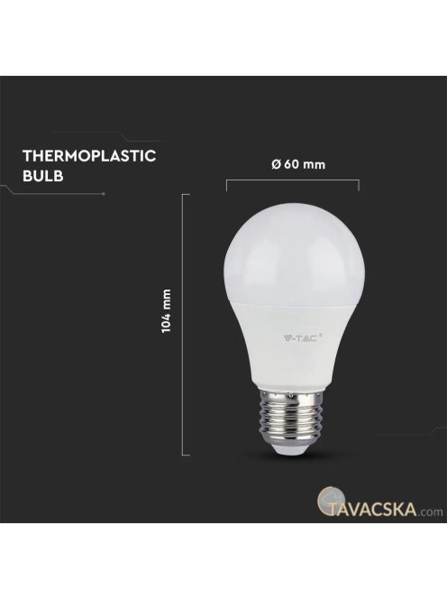 V-TAC 6.5W E27 meleg fehér LED égő - SKU 255