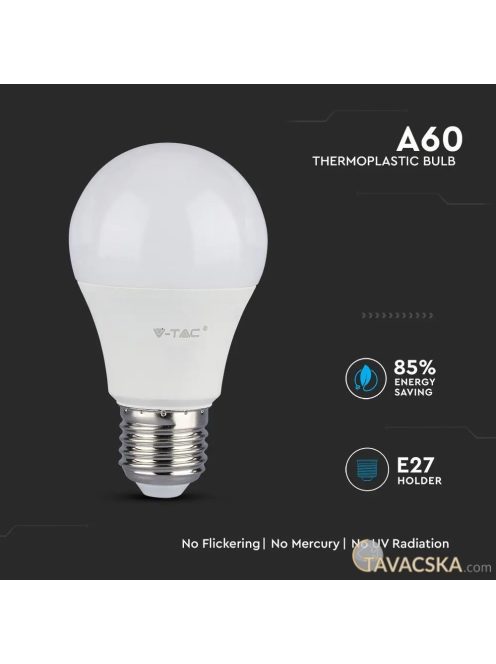 V-TAC 6.5W E27 meleg fehér LED égő - SKU 255