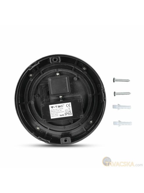 V-TAC 12W kültéri, kerek fali LED lámpa meleg fehér - SKU 8541