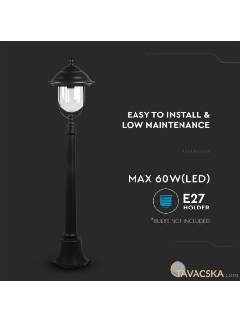 V-TAC kültéri kandeláber, fekete, E27 foglalattal - SKU 7530