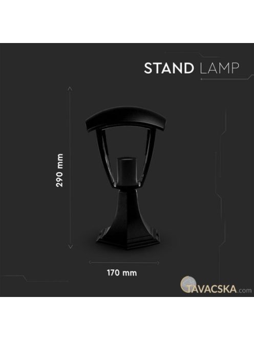V-TAC kültéri állólámpa, fekete, IP65, E27 foglalattal - SKU 7057