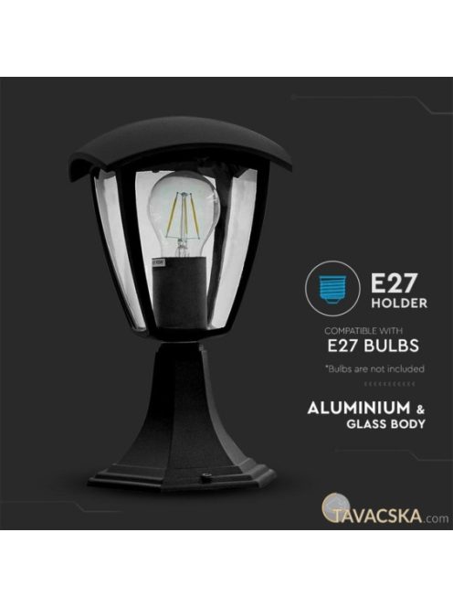V-TAC kültéri állólámpa, fekete, IP65, E27 foglalattal - SKU 7057