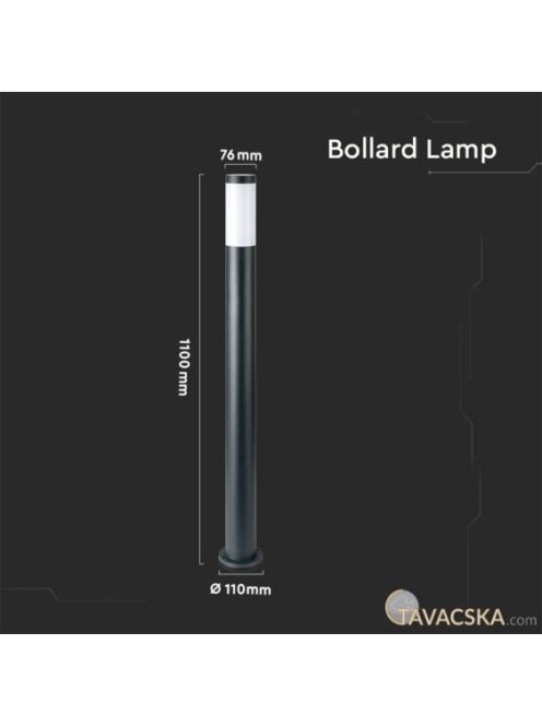 V-TAC kültéri, rozsdamentes acél, antracit szürke állólámpa, 110 cm, E27 foglalattal - SKU 8963