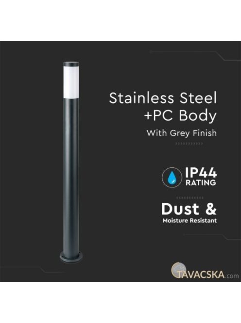 V-TAC kültéri, rozsdamentes acél, antracit szürke állólámpa, 110 cm, E27 foglalattal - SKU 8963