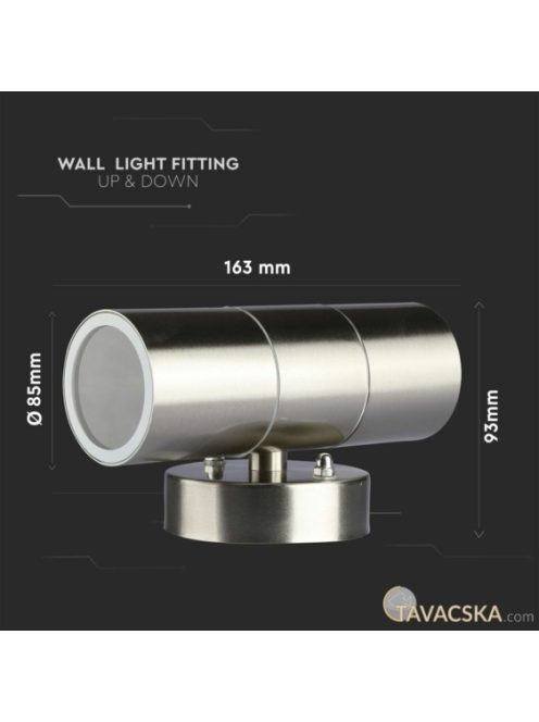 V-TAC kültéri, fali lámpa, 2xGU10 foglalattal - SKU 7500