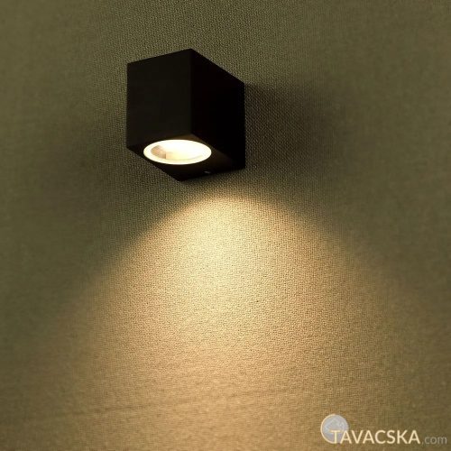 V-TAC kültéri, szögletes, fekete fali lámpa, GU10 foglalattal - SKU 7510
