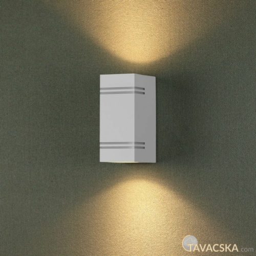 V-TAC kültéri, szögletes, fehér fali lámpa, 2xGU10 foglalattal - SKU 7543