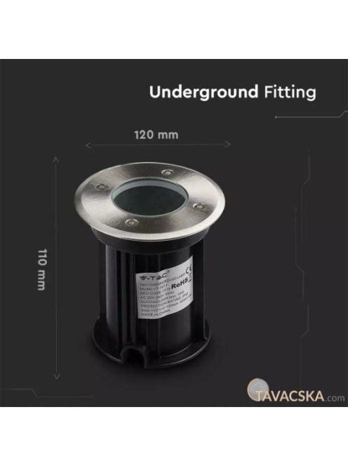V-TAC kerek talajlámpa, IP65, GU10 foglalattal - SKU 7515 
