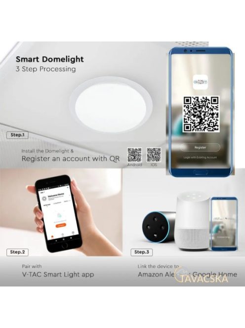 V-TAC 60W csillagos mennyezeti, okos LED lámpa, változtatható színhőmérséklet - SKU 1498
