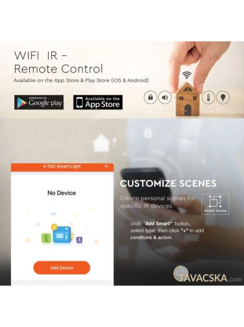V-TAC Smart - okostelefonról irányítható, infravörös univerzális távirányító - SKU 8651