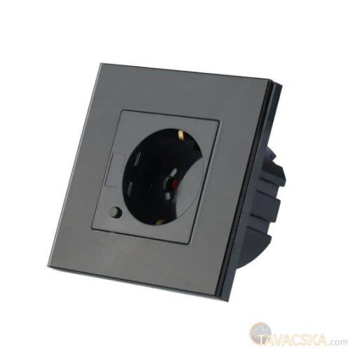 V-TAC Smart - okostelefonnal kapcsolható, WiFi-s, fekete, fali aljzat - SKU 8797