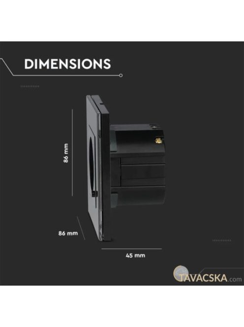 V-TAC Smart - okostelefonnal kapcsolható, WiFi-s, fekete, fali aljzat - SKU 8797