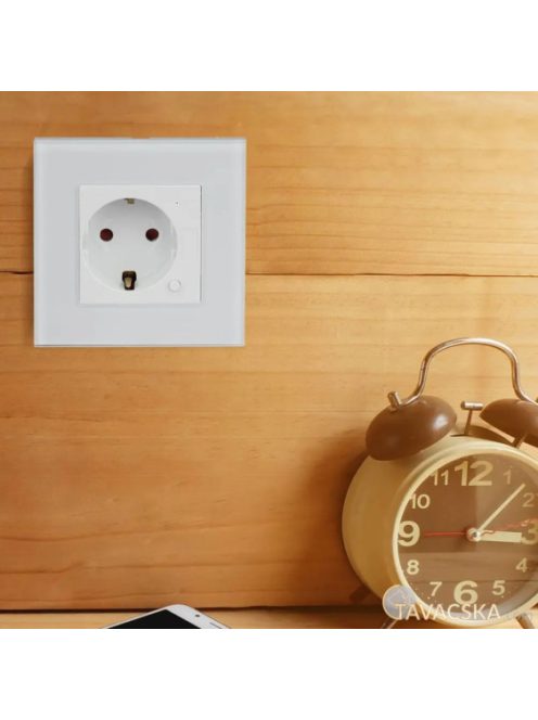 V-TAC Smart - okostelefonnal kapcsolható, WiFi-s, fehér, fali aljzat - SKU 8798