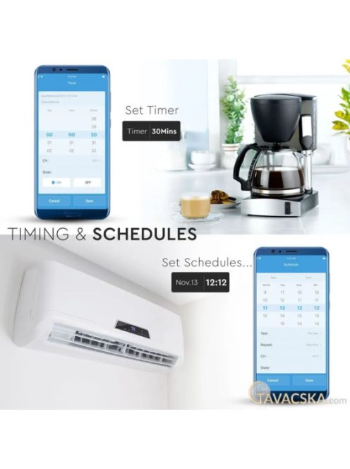 V-TAC Smart - okostelefonnal kapcsolható, WiFi-s, fehér, fali aljzat - SKU 8798