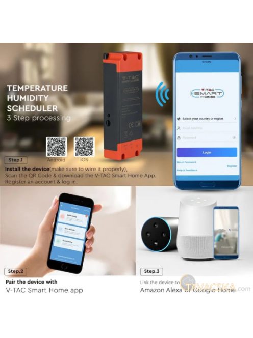 V-TAC Smart - hőmérséklet- és páratartalom szabályzó