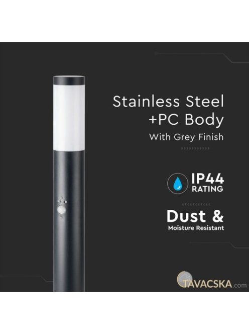 V-TAC kültéri, mozgásérzékelős fekete állólámpa, 110 cm, E27 foglalattal - SKU 8983