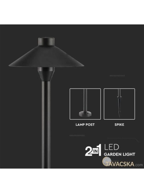 V-TAC leszúrható 7W kerti LED lámpa, fekete házzal, hideg fehér - SKU 20318