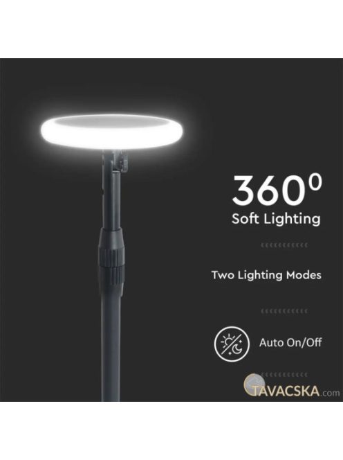 V-TAC napelemes LED kerti lámpa állítható magassággal, 129 cm, természetes fehér - SKU 6669