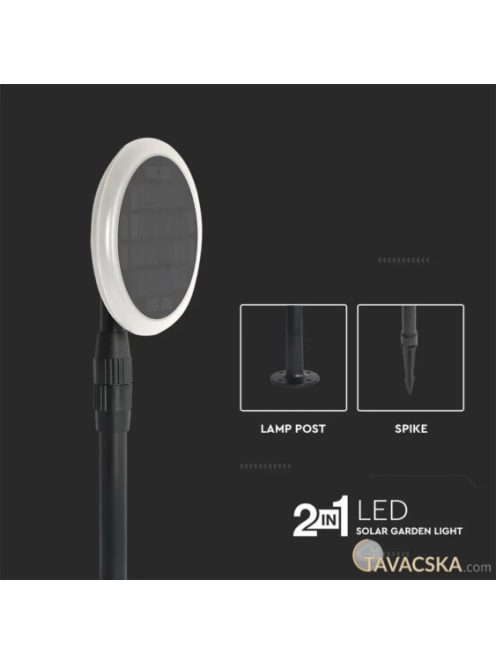 V-TAC napelemes LED kerti lámpa állítható magassággal, 129 cm, természetes fehér - SKU 6669