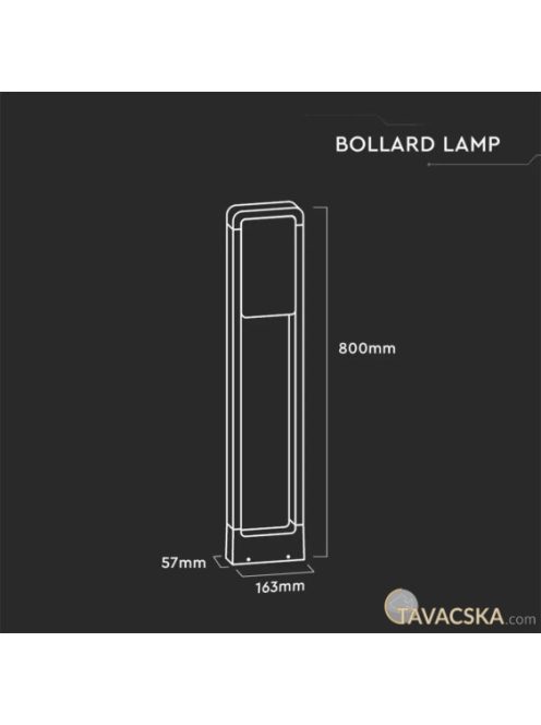 V-TAC 10W kültéri LED lámpa oszlop 80 cm, meleg fehér, fehér házzal - SKU 20116