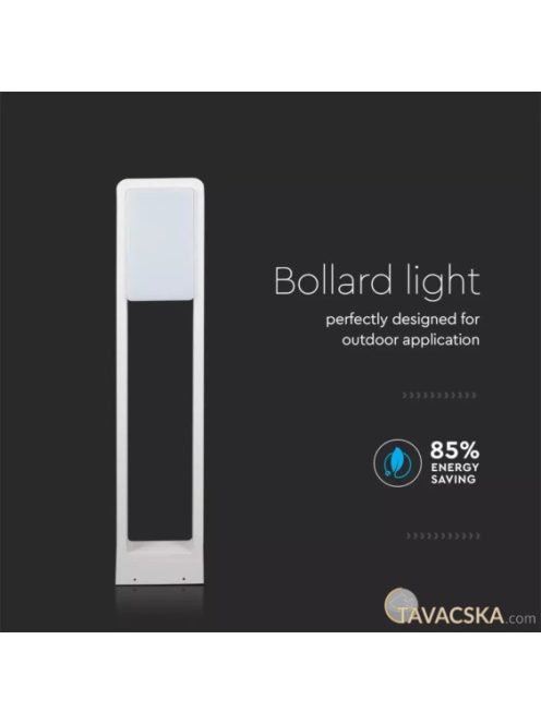 V-TAC 10W kültéri LED lámpa oszlop 80 cm, meleg fehér, fehér házzal - SKU 20116