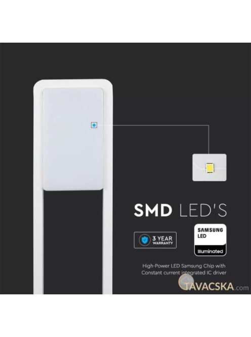 V-TAC 10W kültéri LED lámpa oszlop 80 cm, meleg fehér, fehér házzal - SKU 20116