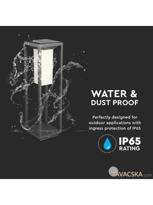 V-TAC 2W napelemes LED 50 cm állólámpa, IP65, meleg fehér - SKU 21785
