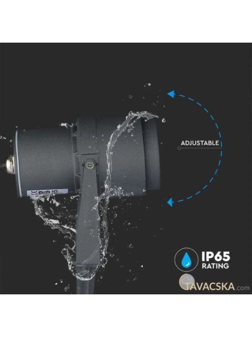 V-TAC 12W, szürke, földbe szúrható talajlámpa, IP65, meleg fehér - SKU 217550