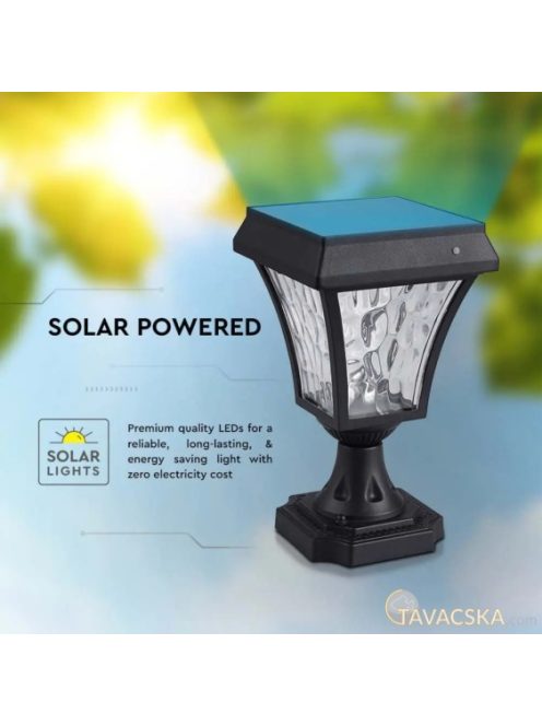V-TAC 2W napelemes LED állólámpa, IP65, állítható színhőmérséklettel, matt fekete házzal - SKU 2890