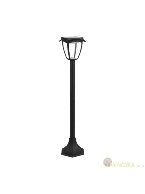 V-TAC 2W napelemes LED kandeláber, IP65, meleg - hideg fehér, matt fekete házzal - SKU 2894