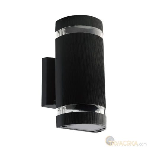 V-TAC polikarbonát félkör alakú kültéri fali lámpa, fekete, 2 db E27 foglalattal - SKU 93573
