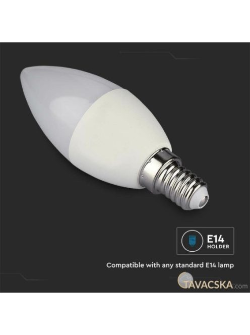 V-TAC E14 okos LED C37 gyertya égő 4.8W RGB+CCT - SKU 212754