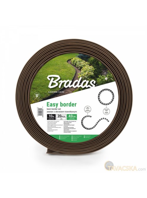 Gyepszegély szett Easy Border BARNA (4,0cm*10m barna szegély + 20db leszúró tüske)