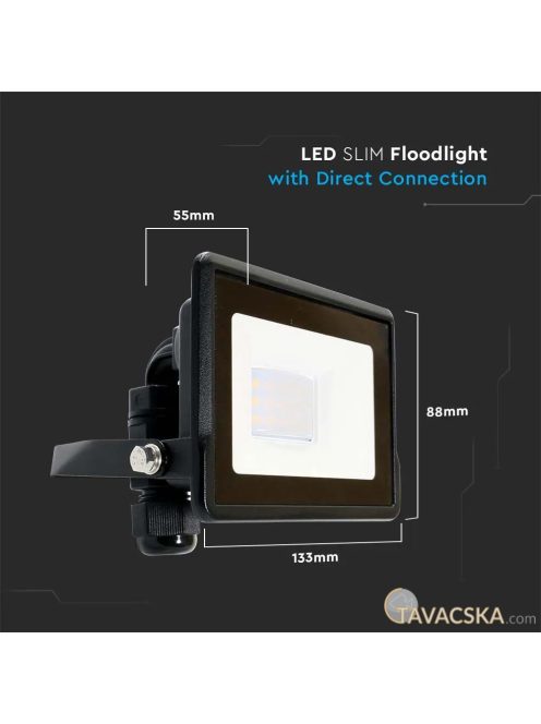 V-TAC okos LED reflektor 10W RGB+CCT, fekete házzal - SKU 3006