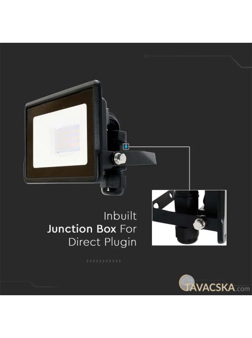 V-TAC okos LED reflektor 10W RGB+CCT, fekete házzal - SKU 3006
