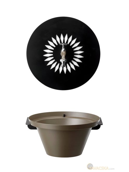 Fali kút DAISY sárgaréz csappal, aluminium tállal - galambszürke