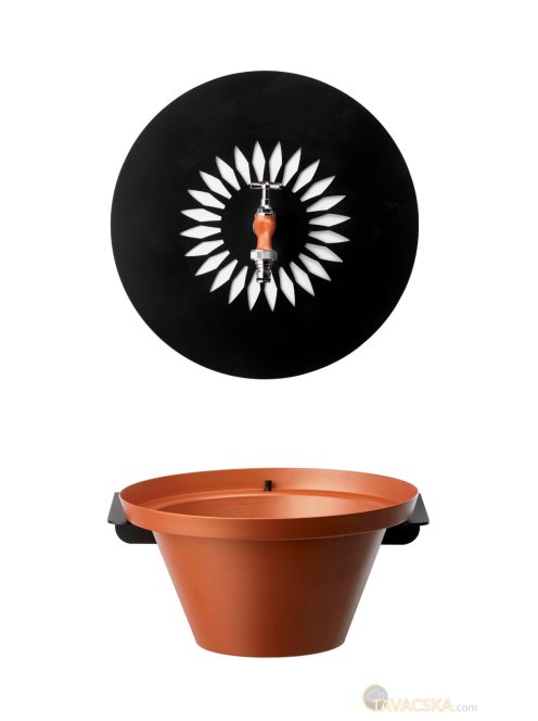 Fali kút DAISY sárgaréz csappal, terrakotta aluminium tállal 
