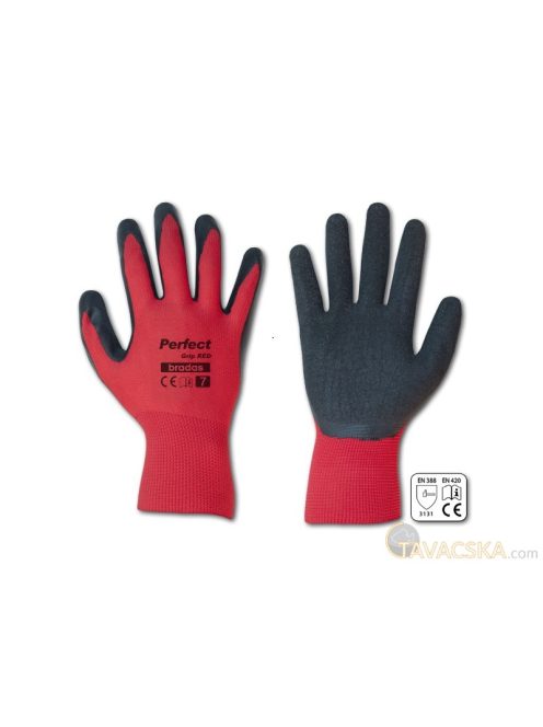 Kesztyű  PERFECT GRIP RED latex 10 méret