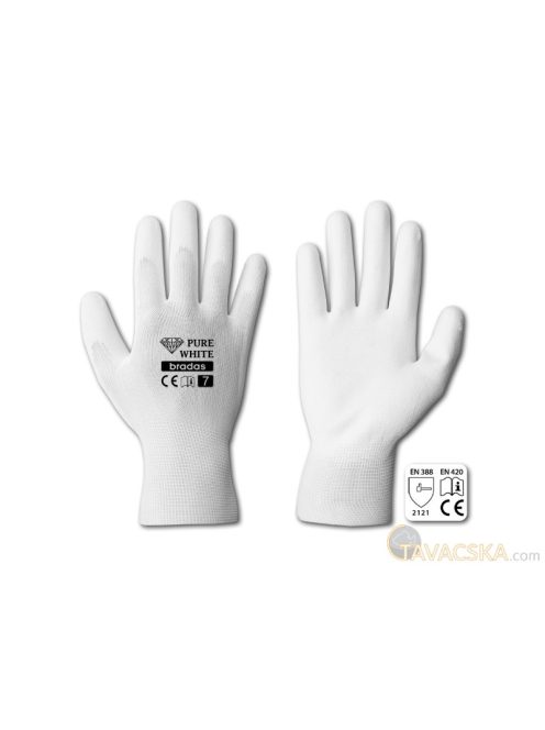 Kesztyű  PURE WHITE polyuretan 9  méret